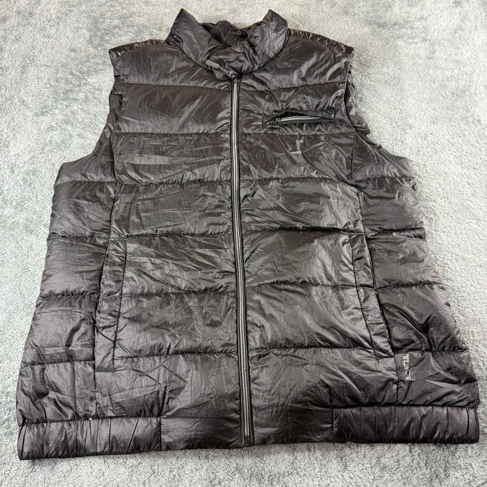 Tumi Pax Packable Puffer Vest Mens XL Black Travel Pillow Convertible Zip Down